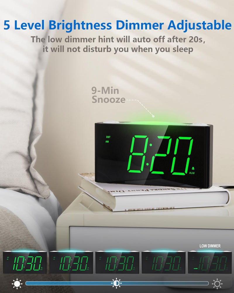 Mesqool Digital Alarm Clock for Bedroom - 7 Color Night Light, USB and Type-C Charger,7.5" Large Number Screen & Dimmer,12/24H,Battery Backup,Easy Loud Electric Alarm Clock for Heavy Sleeper,Boy&Girl Kid Teen - Image 3